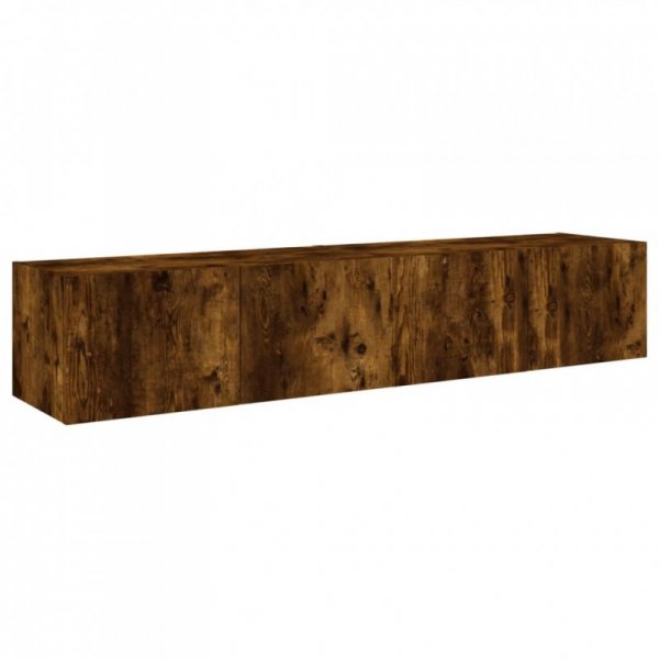 Ścienne szafki TV z LED, 2 szt., przydymiony dąb, 80x35x31 cm