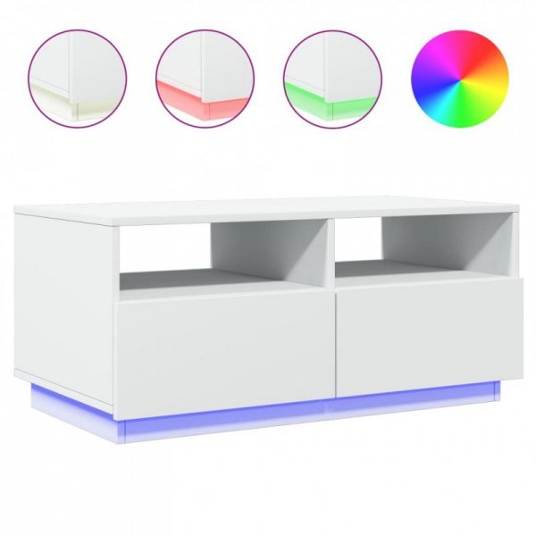 Stolik kawowy z podświetleniem LED, biały, 90x49x40 cm