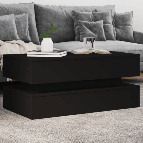 Stolik kawowy z oświetleniem LED, czarny, 90x50x40 cm