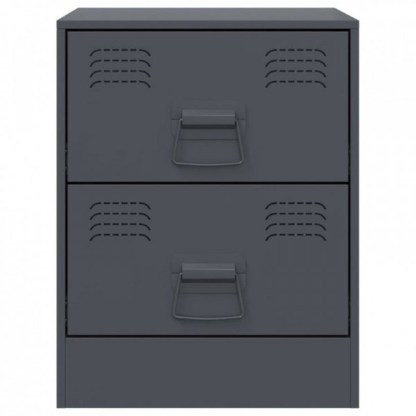 Szafki nocne, 2 szt., antracytowe, 34,5x39x44 cm, stal
