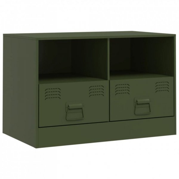 Szafki pod telewizor, 2 szt., oliwkowe, 67x39x44 cm, stalowe