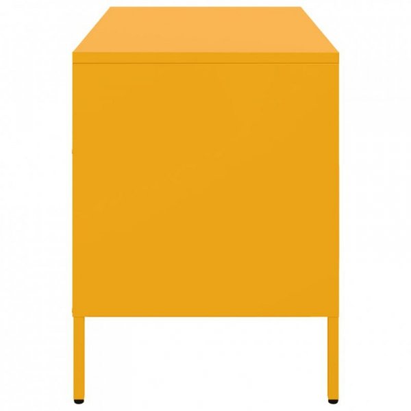 Szafki pod telewizor, 2 szt., musztardowe, 68x39x50,5 cm, stal