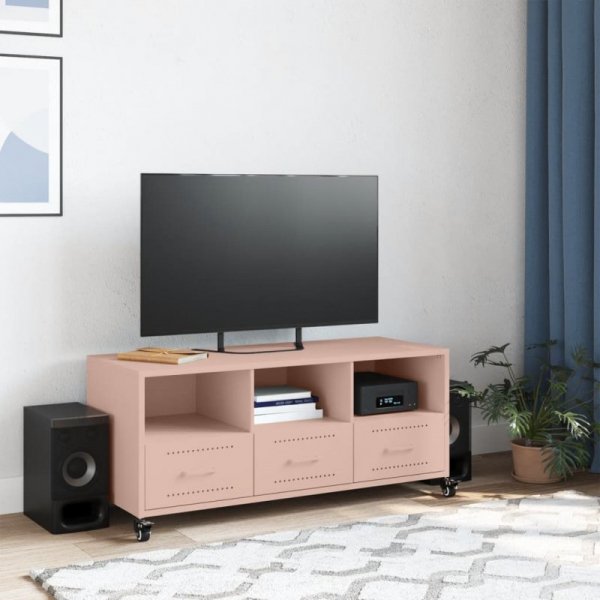 Szafka RTV, różowa, 100,5x39x43,5 cm, stal