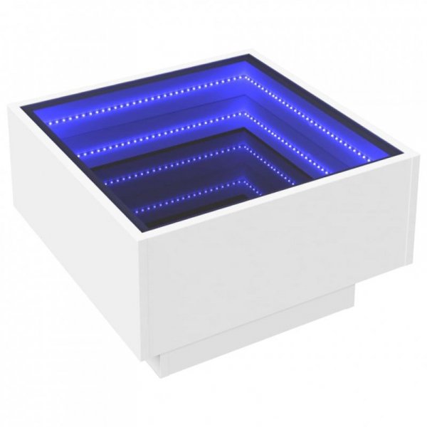Stolik kawowy z LED, biały, 50x50x30cm, materiał drewnopochodny