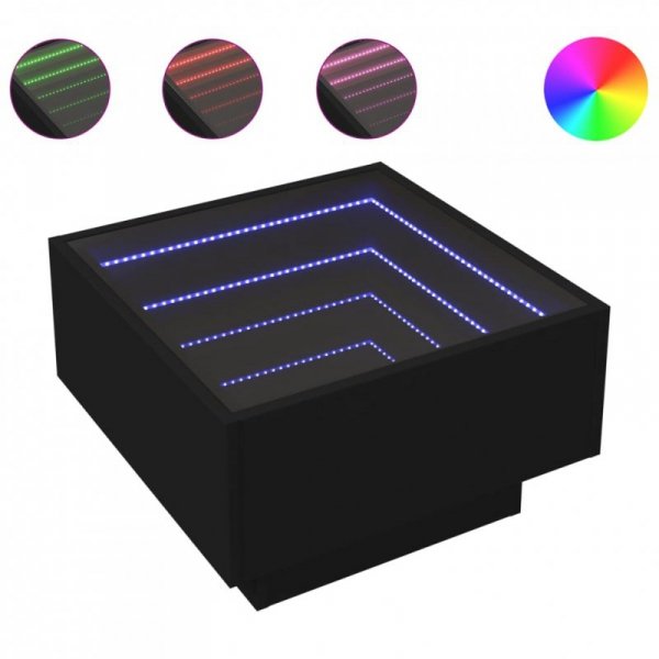 Stolik kawowy z LED, czarny 50x50x30cm, materiał drewnopochodny