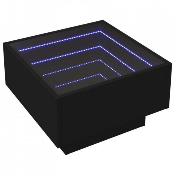 Stolik kawowy z LED, czarny 50x50x30cm, materiał drewnopochodny