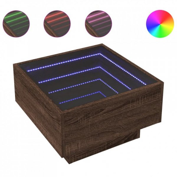 Stolik kawowy z LED, brązowy dąb, 50x50x30 cm