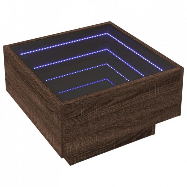 Stolik kawowy z LED, brązowy dąb, 50x50x30 cm
