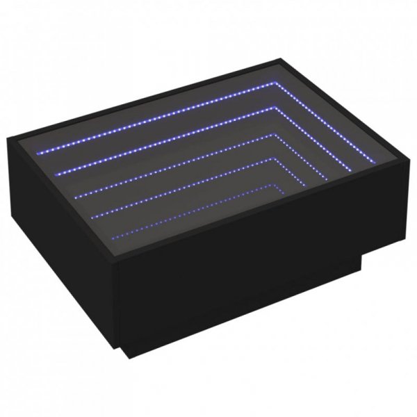 Stolik kawowy z LED, czarny 70x50x30cm, materiał drewnopochodny