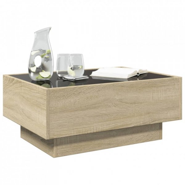 Stolik kawowy z LED, dąb sonoma, 70x50x30 cm