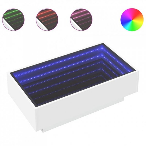 Stolik kawowy z LED, biały, 90x50x30cm, materiał drewnopochodny