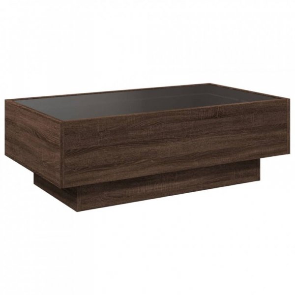 Stolik kawowy z LED, brązowy dąb, 90x50x30 cm
