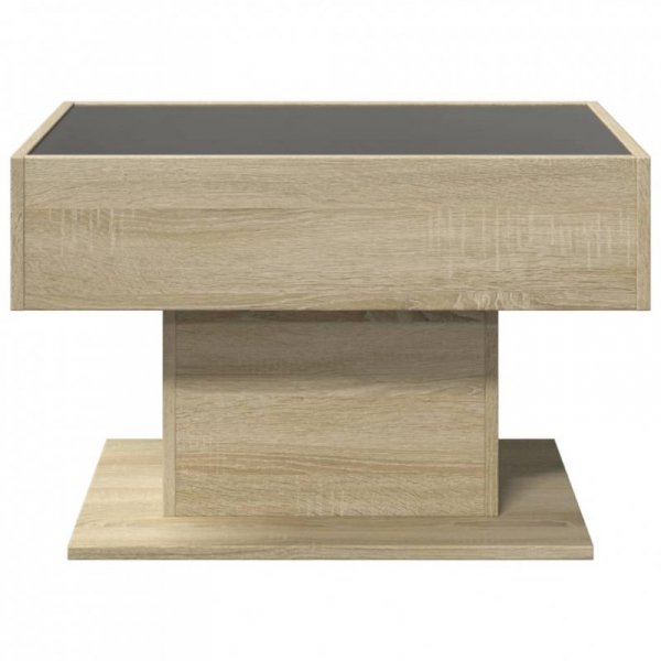 Stolik kawowy z LED, dąb sonoma, 70x50x45 cm