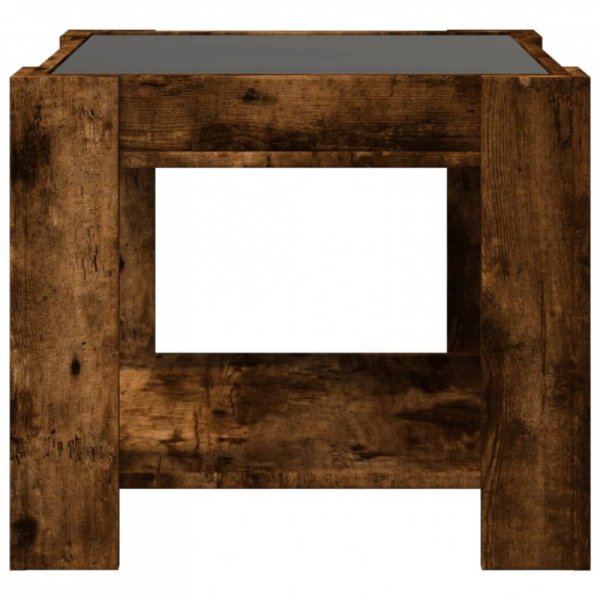 Stolik kawowy z LED, przydymiony dąb, 53x53x45 cm