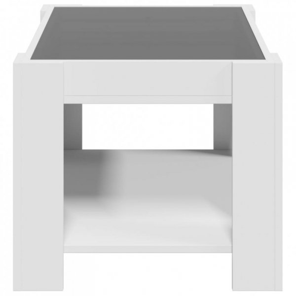 Stolik kawowy z LED, biały 73x53x45 cm, materiał drewnopochodny