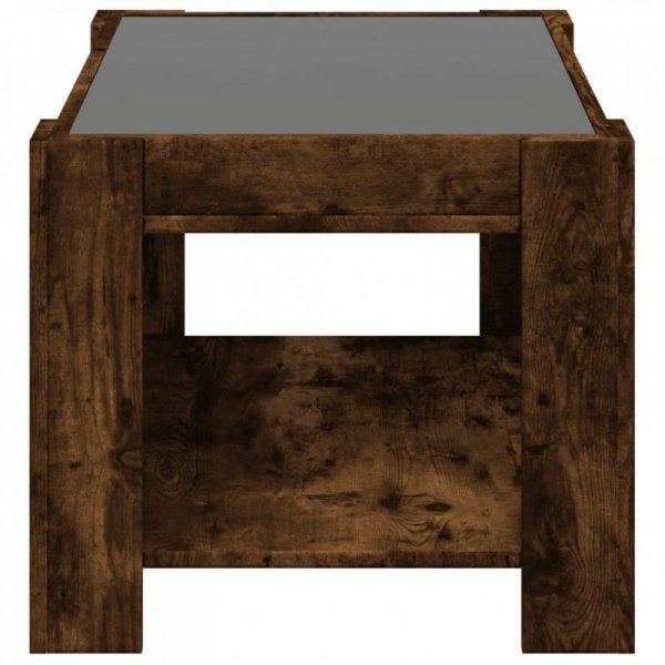 Stolik kawowy z LED, opalany dąb, 73x53x45 cm
