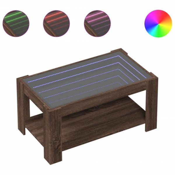 Stolik kawowy z LED, brązowy dąb, 93x53x45 cm