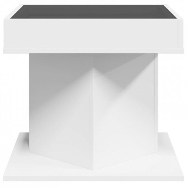 Stolik kawowy z LED, biały 50x50x45 cm, materiał drewnopochodny