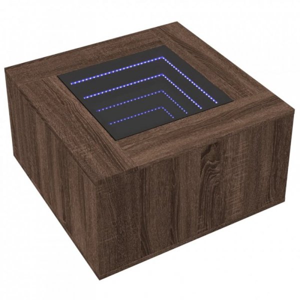 Stolik kawowy z LED, brązowy dąb, 60x60x40 cm