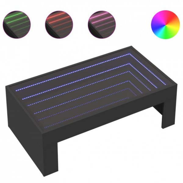 Stolik kawowy z LED Infinity, czarny, 90x50x30 cm