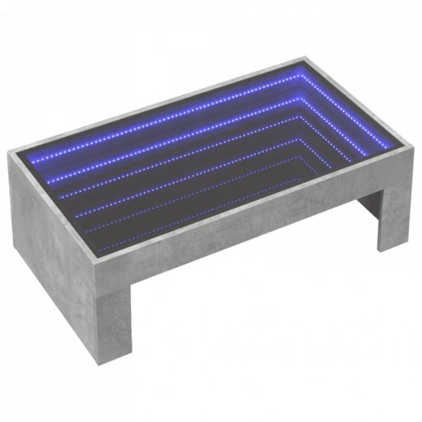 Stolik kawowy z LED Infinity, szarość betonu, 90x50x30 cm