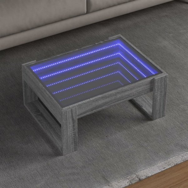 Stolik kawowy z LED Infinity, szary dąb sonoma, 70x53x30 cm