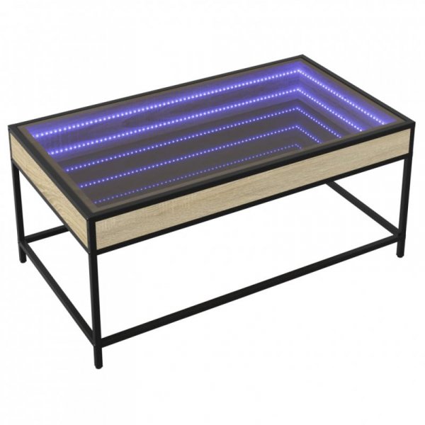 Stolik kawowy z LED Infinity, dąb sonoma, 90x50x41 cm