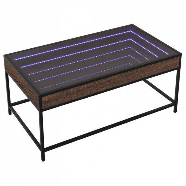 Stolik kawowy z LED Infinity, brązowy dąb, 90x50x41 cm
