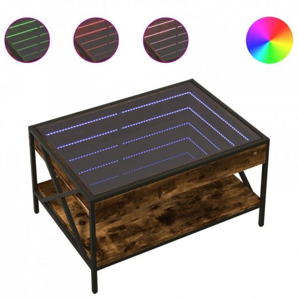Stolik kawowy z LED Infinity, przydymiony dąb, 70x50x38 cm