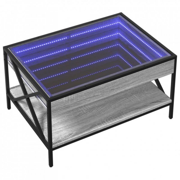 Stolik kawowy z LED Infinity, szary dąb sonoma, 70x50x38 cm