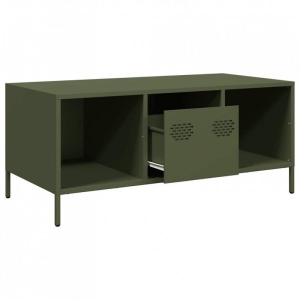 Stolik kawowy, oliwkowy, 101,5x50x43,5 cm, stal
