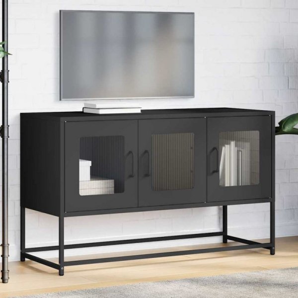 Szafka RTV, czarna, 100,5x39x60,5 cm, stal walcowana na zimno