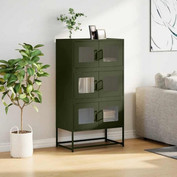 Komoda Oliwkowo-zielona 68x39x123 cm Stal