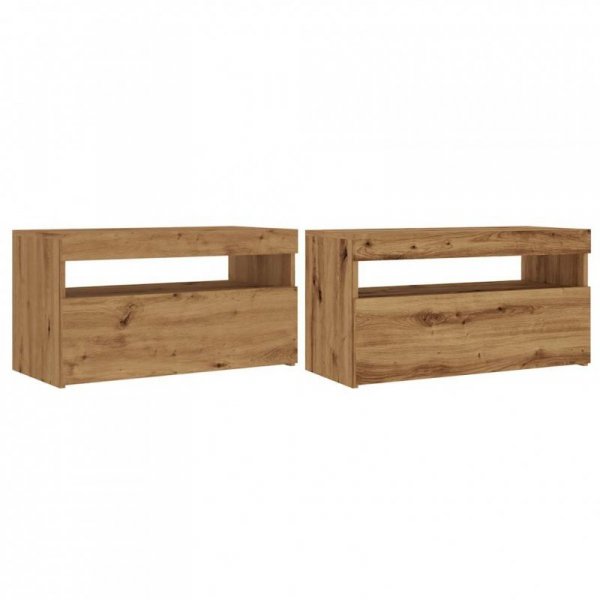 Szafki TV z LED, 2 szt., dąb artisan, materiał drewnopochodny