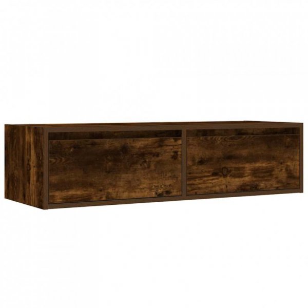 Szafka pod TV z LED, przydymiony dąb, 100x35,5x25 cm