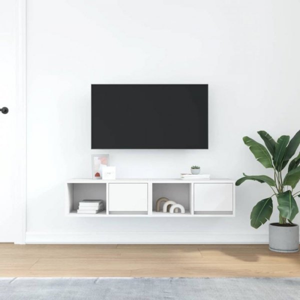 Szafki RTV 2 szt. Białe 60x31x25,5 cm Drewno klejone