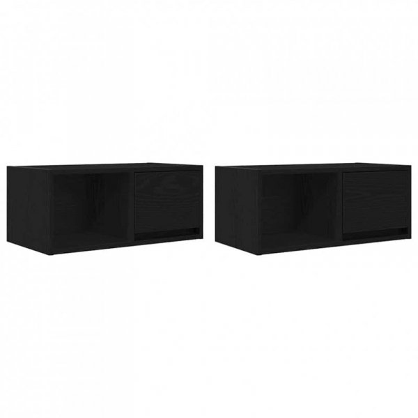 Szafki RTV 2 szt. Dąb czarny 60x31x25,5 cm Drewno klejone