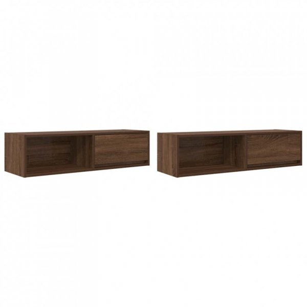 Szafki RTV 2 szt. Brązowy dąb 100x31x25,5 cm Drewno klejone