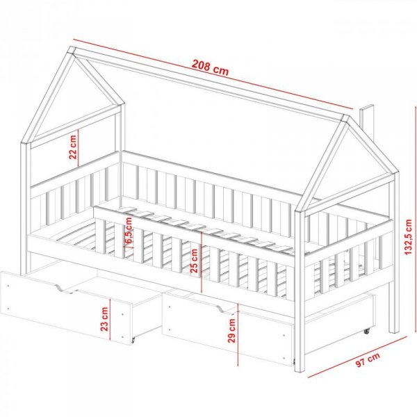 Drewniane łóżko dziecięce 90x200 CASA sosna