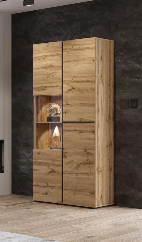 Witryna CROSI 12 dąb wotan / czarny