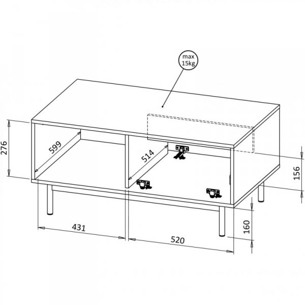 Ława ZETA 05 dąb olejowany / kaszmir