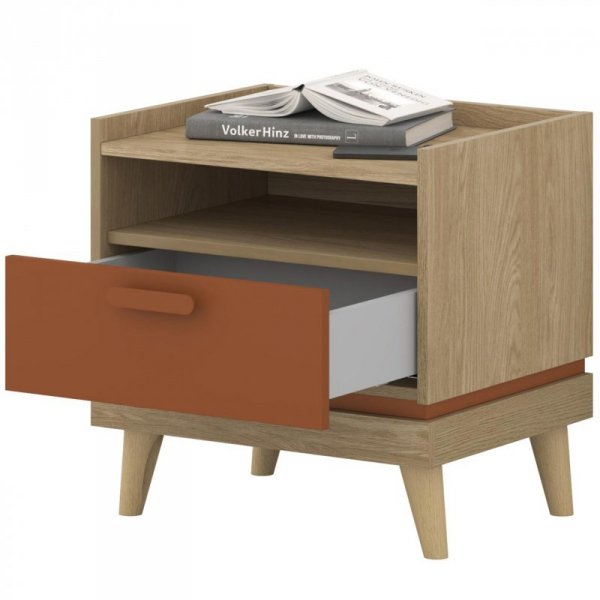 Stolik nocny CANDIS 22 dąb olejowany / ceglany