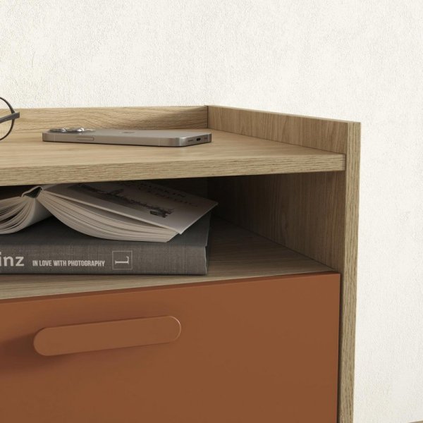 Stolik nocny CANDIS 22 dąb olejowany / ceglany