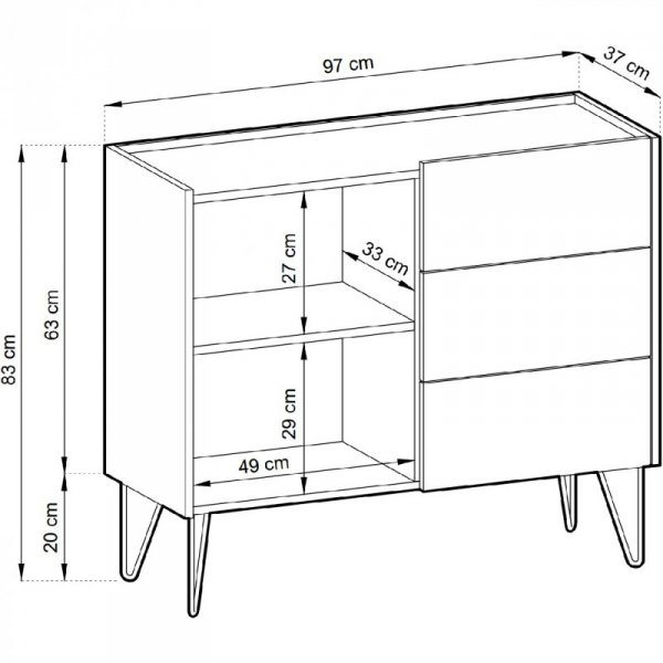 Komoda HARMONI 02 czarny / czarny marmur