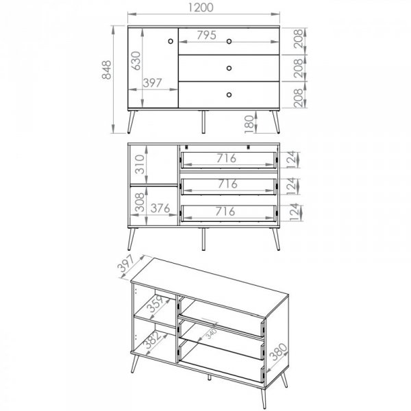 Komoda SOLER 04 błękit ciemny