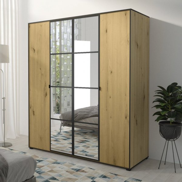 Szafa z lustrem ASLO I 180 dąb artisan / czarny