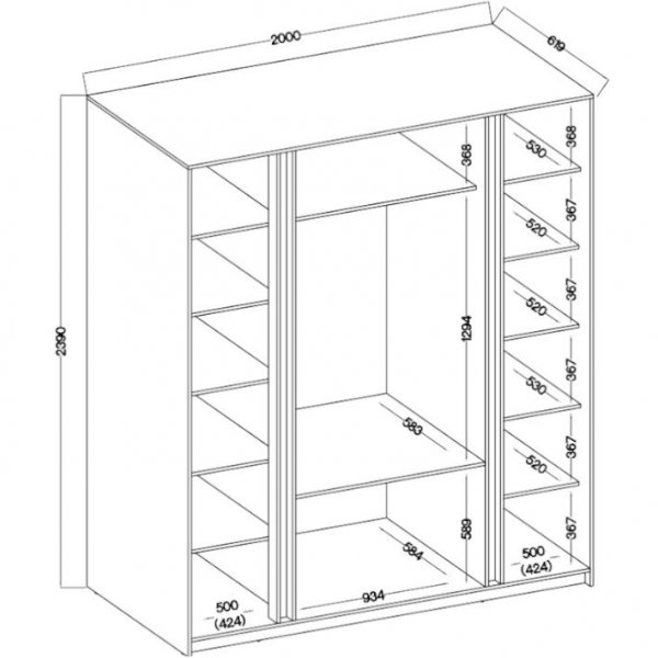 Szafa 200cm z szufladami KAYA 01 dąb evoke / czarny