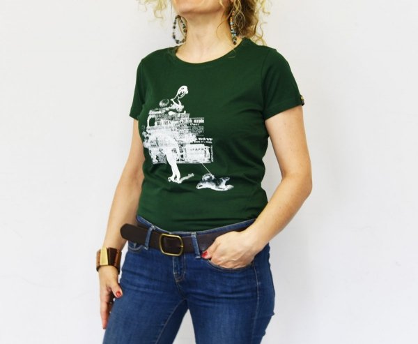 Koszulka damska „Pani z pieskiem” – zielona