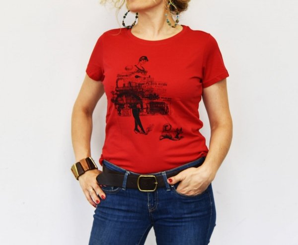 Koszulka damska „Pani z pieskiem” – czerwona