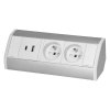 GNIAZDO MEBLOWE 2X2P+Z+2XUSB BIAŁO-SREBRNE (1 SZT)